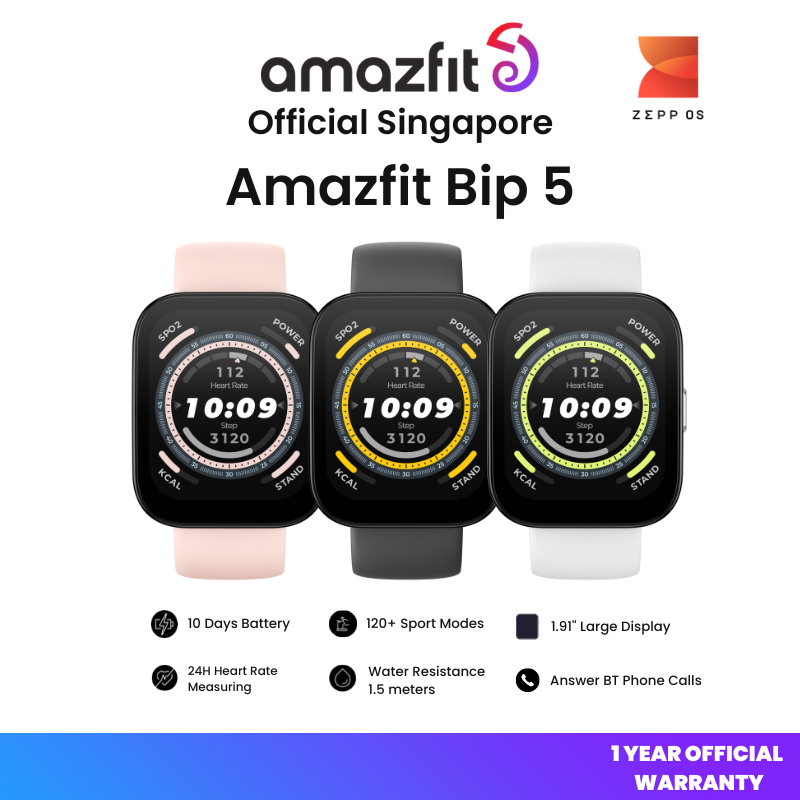 Amazfit Bip 5 Ultra-large 1.91&quot; Display | Bluetooth Phone Calls | 4 Satellite Positioning Systems | 120+ Sports Modes